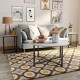 Round faux marble coffee table with two square side tables, featuring a sturdy X-shaped steel base for living room.