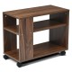 Multifunctional 3-tier side table with wheels, crafted from particle board, ideal for storage in any room.