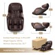 Zero gravity Shiatsu massage chair in brown, featuring heating, air massage, and space-saving design for relaxation.