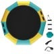 Inflatable 12 feet water bouncer trampoline in yellow and teal, ideal for water sports and sunbathing.