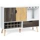 Mid-century buffet sideboard showcasing a large drawer and wine glass holder, ideal for stylish kitchen organization.