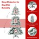 7-foot snow-flocked artificial Christmas fir tree with hinged branches for easy assembly, ideal for festive indoor.