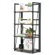 4-tier folding bookshelf showcasing a stylish industrial design, perfect for displaying plants and decorative items.