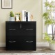 2-drawer black file cabinet with lock, sturdy density board, ideal for home office storage and decorative display.