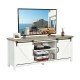 White TV stand media center console cabinet with sliding barn doors, ample storage, and adjustable shelf for 60" TVs.