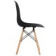 Black dining side chair with wood legs and ergonomic design, perfect for kitchen or dining room use.