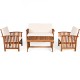 Loveseat from the 4PCS patio solid wood furniture set, featuring soft beige cushions and sturdy acacia wood frame for.