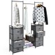 3-in-1 portable dresser with 8 fabric drawers and metal rack, featuring hanging rods and adjustable feet for versatile.