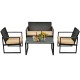 Cushioned single chair from a 4-piece patio rattan furniture set, designed for comfort and stylish outdoor seating.