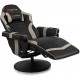 Ergonomic high back massage gaming chair in gray featuring a plush design, 360˚ swivel base, and adjustable footrest.