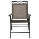 Front view of a portable patio folding chair with armrests, featuring a heavy-duty steel frame and breathable fabric.