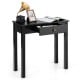 Black small space console table with drawer, sturdy MDF material, ideal for living room or hallway storage.