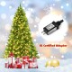 Pre-lit Christmas tree with 1100 branch tips, 450 LED lights, and pine cones for festive decoration in green.