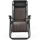 Folding patio rattan zero gravity lounge chair with ergonomic armrest and removable head pillow for outdoor comfort.