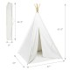 Portable white cotton kids' play tent with four-sided design, 5.5 ft tall, perfect for indoor and outdoor fun.