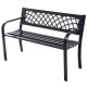 Steel frame outdoor bench with PVC backrest mesh, sturdy design for comfortable seating in outdoor spaces.