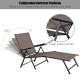 Adjustable outdoor patio pool chaise lounge with a durable steel frame and 5 backrest positions for versatile.