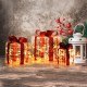 Three lighted Christmas gift boxes with red ribbons, featuring 60 LED lights for festive indoor and outdoor decoration.