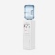 Hot and cold water cooler dispenser with child safety lock, featuring a detachable drip tray and storage cabinet for.