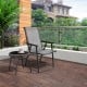 Gray folding textilene chair set with armrests, perfect for outdoor camping and gatherings on a patio.