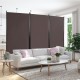 3-panel folding room divider in brown, made of polyester fabric and steel, perfect for creating private spaces at home.