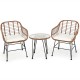 Close-up of the soft white cushion on a rattan armchair from the 3 Pieces Patio Bistro Set, perfect for outdoor comfort.