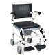 4-in-1 bedside commode wheelchair with detachable bucket, adjustable height, and waterproof PVC surface for comfort and.