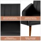 Overstuffed backrest and curved armrests of the black 3-seat convertible sofa bed for ultimate comfort in any room.