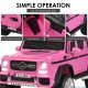 Pink 12V licensed Mercedes-Benz kids ride-on car featuring a humanized handle, foot pedal, and LED lights for fun.