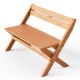Teak wood folding bench with slatted seat, 41.5" wide for 2 people, ideal for outdoor use in backyard or poolside.