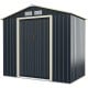 Metal storage shed with sliding double lockable doors, gray color, 7x4 feet, ideal for outdoor storage solutions.