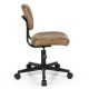 Side view of a brown PU leather adjustable office chair with a contoured backrest and height-adjustable feature for.