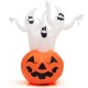 Inflatable Halloween decoration featuring three ghosts emerging from a grinning pumpkin, ideal for yard parties.