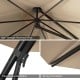 Close-up of the 11 feet outdoor cantilever umbrella's high-strength aluminum ribs and easy-to-operate button for.