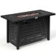 Rectangular 42-inch propane fire pit table with lava rocks, adjustable foot pads, and waterproof cover for outdoor.