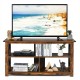 Modern farmhouse TV stand in brown with open shelves, accommodating TVs up to 55 inches, perfect for living room or.