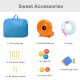 Carrying bag, 740W air blower, hose, stakes, balls, and repair pack for the inflatable kid bounce house castle.