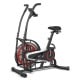 Upright air bike with adjustable seat, anti-slip handles, and LCD display for full body workouts and personalized.