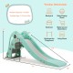 3-in-1 kids climber slide play set in green with basketball hoop, designed for safe play in backyards or playrooms.