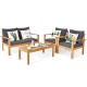4-piece outdoor acacia wood chat set with removable cushions, perfect for patio relaxation and family gatherings.