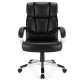 Black leather executive desk chair with high back, adjustable height, and padded armrests for ultimate comfort.
