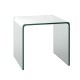 Tempered glass waterfall end table with U-frame design, 18x18x16 inches, ideal for minimalist decor in any room.
