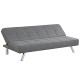 Convertible 3-seat sofa bed in grey linen fabric with adjustable angles, perfect for small apartments and versatile use.