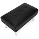 Rectangle tufted ottoman in black with stainless steel legs, perfect as a footrest or bed end bench for versatile.