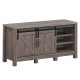 55-inch TV entertainment center showcasing a spacious tabletop and sliding barn doors for a rustic charm in your living.