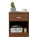Brown nightstand featuring a sturdy wooden construction with a sleek metal handle, perfect for stylish home.