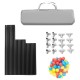 Extra-large safety baby fence components including gray panels, connectors, and 50 colorful ocean balls for playtime.