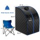 Portable personal far infrared sauna with heating foot pad, foldable chair, and LED control for relaxation and.