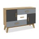 Free-standing storage cabinet with 2 doors and 3 drawers in modern design, ideal for living room or bedroom.