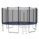 Outdoor 8 ft trampoline with safety net and ladder, featuring a rust-resistant steel frame and enhanced bounce springs.